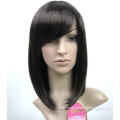 Women Medium Long Dark Brown Straight Full Wig hair Party WA109